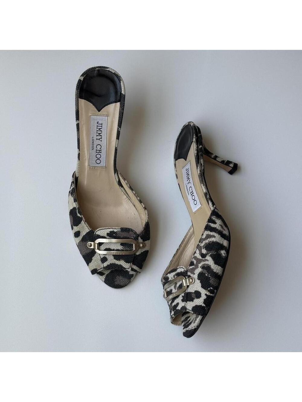Vintage Jimmy Choo Leopard Print Mules